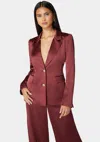 Bebe Tailored Satin Blazer In Astro Dust