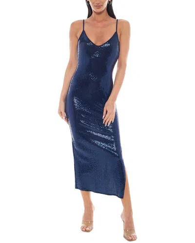 Bebe Disco Sequin Midi Dress In Navy