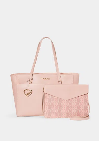Bebe Tanya Tote W/ Logo Pouch In Blush