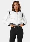 Bebe Textured Bomber Jacket In White Alyssum
