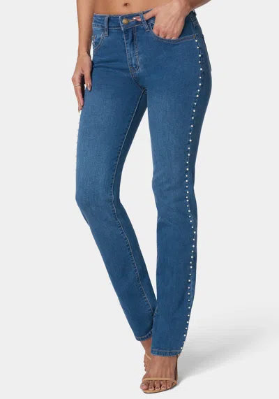 Bebe The Bling String Jean In Medium Blue Wash