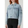 Bebe The Cargo Crop Denim Jacket In Blue