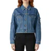 Bebe The Cargo Crop Denim Jacket In Blue