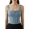 Bebe The Corset Rhinestone Embellished Denim Tank In Blue