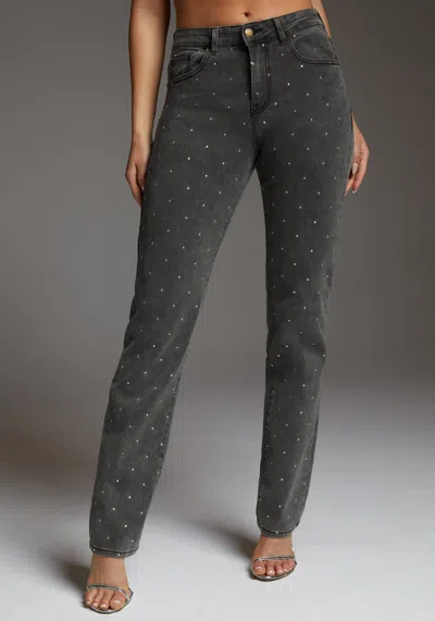 Bebe The Embellished Straight Leg In Grey Wash