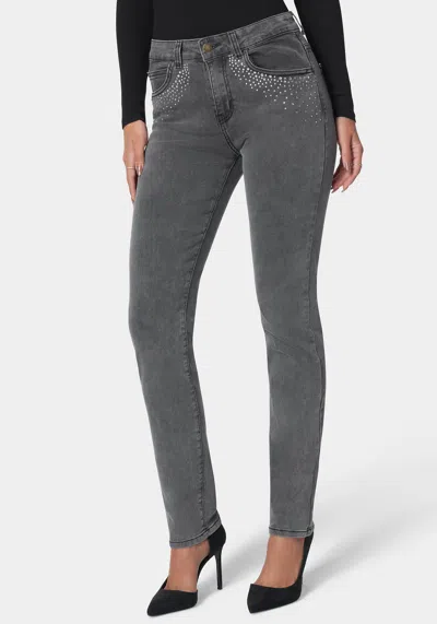 Bebe The Mom Jean With Embellishement In Grey Wash