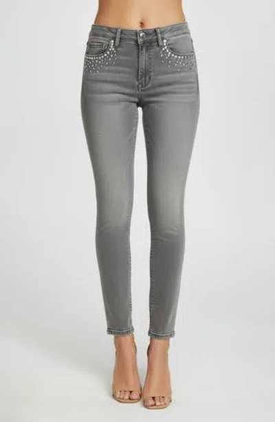 Bebe The Rhinestone Slim Fit Skinny Jeans In Gray