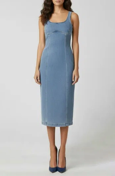 Bebe The Slim Denim Midi Dress In Blue