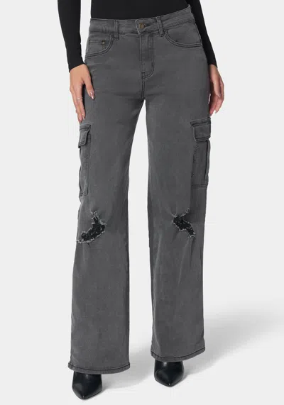 Bebe The Wide Leg Jean In Grey Wash