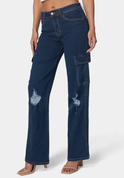 Bebe The Wide Leg Jean In Indigo Wash