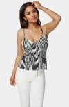Bebe Tie Front Satin Cami In Multi