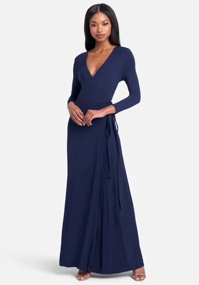 Bebe Tie Front Surplice Gown In Twilight Blue