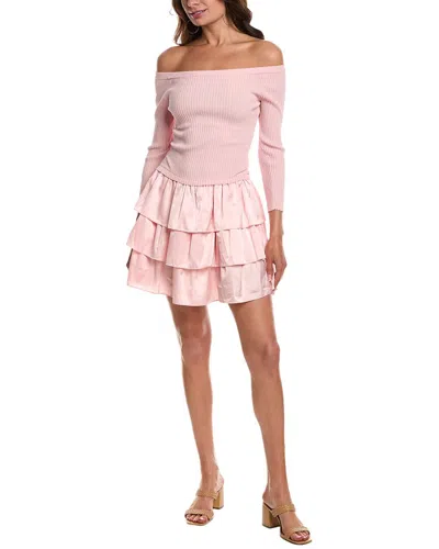 Bebe Off The Shoulder Tiered Dress In Rose