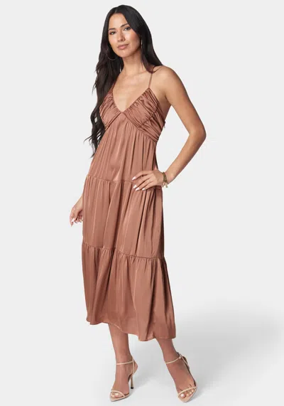 Bebe Tiered Maxi Sundress In Terracotta