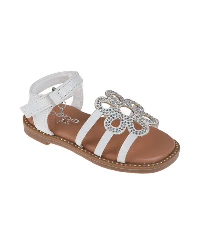 Bebe Babies' Toddler Girls Adhesive Strap With Flower Sandals In White