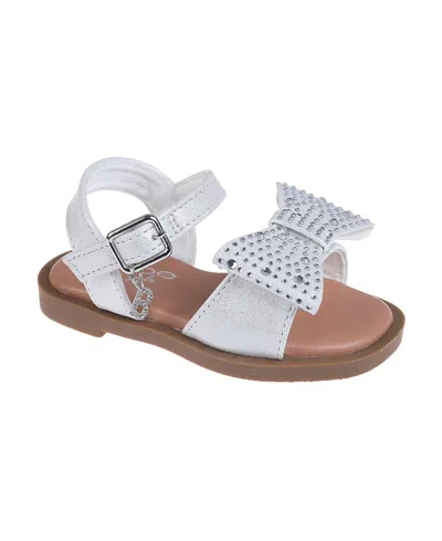 Bebe Babies' Toddler Girls Charm And Bow With Rhinestones Sandals In White