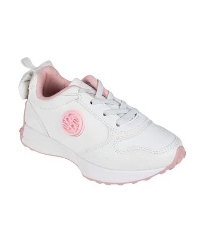 Bebe Babies' Toddler Girls Double Layer Bow At Back With Medallion Sneakers In White