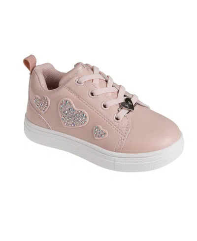 Bebe Babies' Toddler Girls Heart Lace With Court Sneakers In Blush
