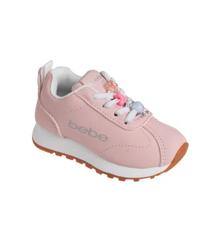 Bebe Babies' Toddler Girls Lace Charms Metallic Logo Shoe In Blush