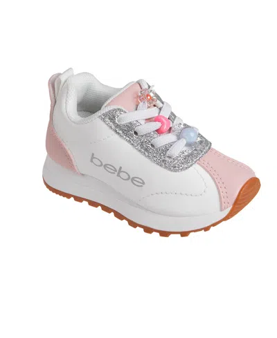 Bebe Babies' Toddler Girls Lace Charms Metallic Logo Shoe In White