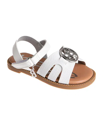 Bebe Babies' Toddler Girls Medallion With Embossed Sandal In White