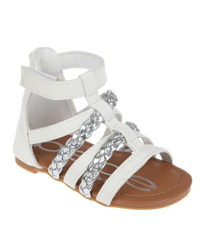 Bebe Kids' Toddler Toddler Girl's Gladiator Sandal With Metallic Braids Polyurethane Sandals In White