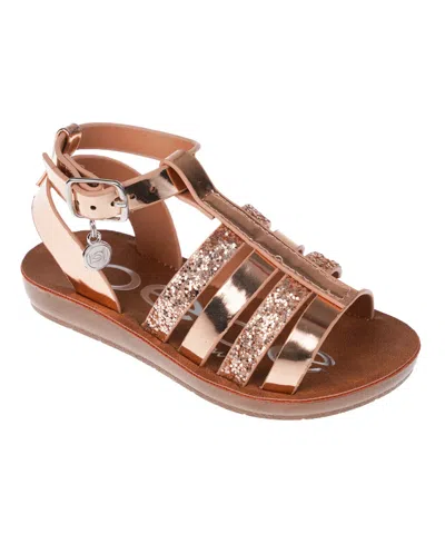 Bebe Kids' Toddler Toddler Girl's Open-toe Fisherman Sandal With Charm And Glitters Polyurethane Sandals In Rose Gold