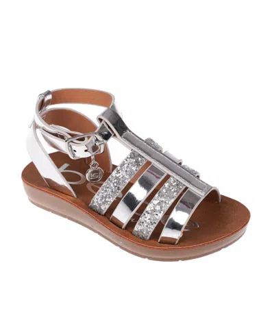 Bebe Kids' Toddler Toddler Girl's Open-toe Fisherman Sandal With Charm And Glitters Polyurethane Sandals In Silver