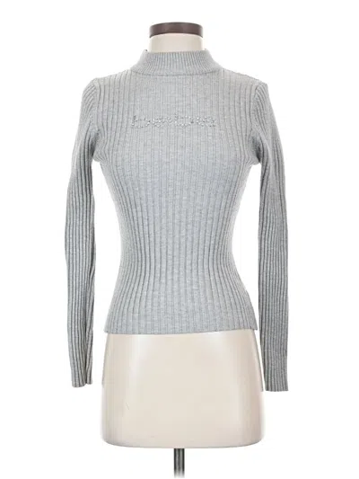 Pre-owned Bebe Turtleneck Sweater In Silver