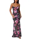 Bebe Twist Front Mermaid Mesh Gown In Purple