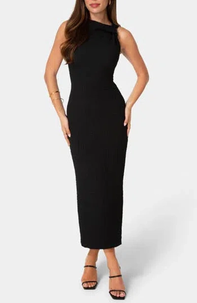 Bebe Twist Neck Sleeveless Body-con Dress In Black