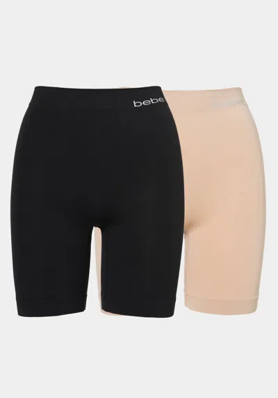 Bebe Two Pack Seamless Microfiber Slip Shorts In Black