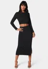 Bebe Two Piece Rib Sweater Set In Black