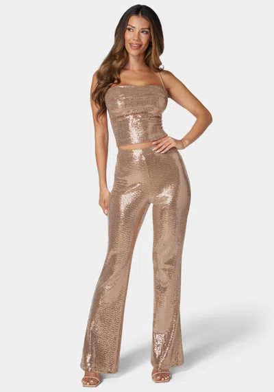 Bebe Two Piece Shimmer Set In Rose,gold