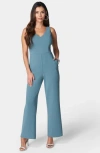 Bebe V Neck Core Jumpsuit In Blue