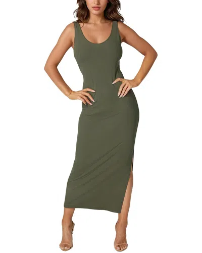 Bebe V Neck Rib Tank Maxi Dress In Olive