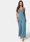 Bebe V Wire Core Jumpsuit In Denim