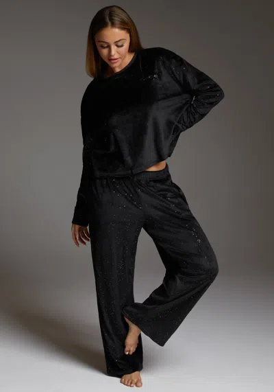Bebe Velour Pant Set With Mirror Paper In Black Beauty