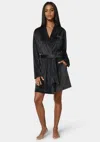 Bebe Velour Robe W/ Pearl Stud In Black Beauty