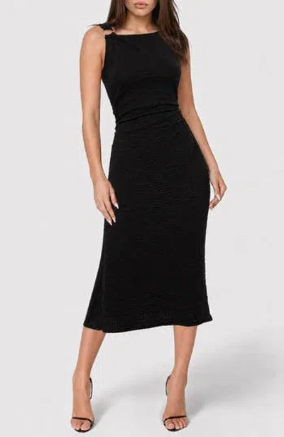 Bebe Waffle Crepe Shirred Maxi Dress In Black