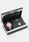 Bebe Watch Locket And Earring Set In Blush