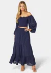Bebe Willow Smocked Maxi Set In Navy