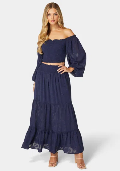 Bebe Willow Smocked Maxi Set In Navy