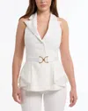Bebe Womans Tailored Peplum Halter Vest In White