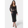 Bebe 2 Piece Sequin Square Neck Set In Black