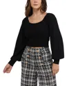 Bebe Women's Button Front Puff Sleeve Sweater In Black