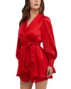 Bebe Yoryu Wrap Front Romper In Red