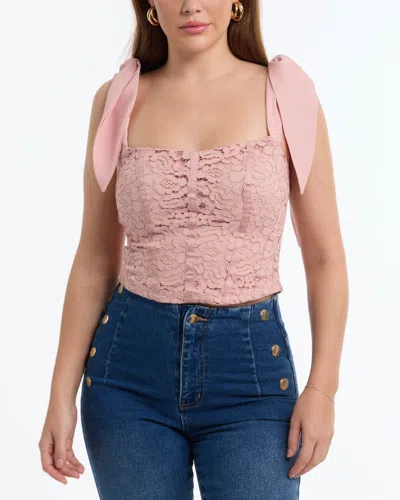 Bebe Women's Corded Lace Bustier With Chiffon Tie In Pink
