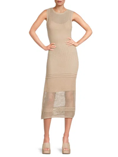 Bebe Women's Crochet Midi Dress In Camel