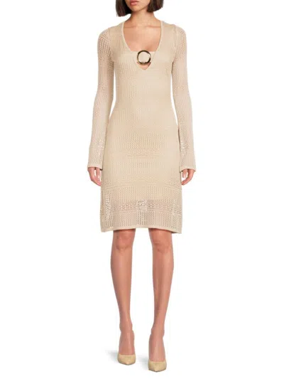 Bebe Women's Crochet Sheath Dress In Sand